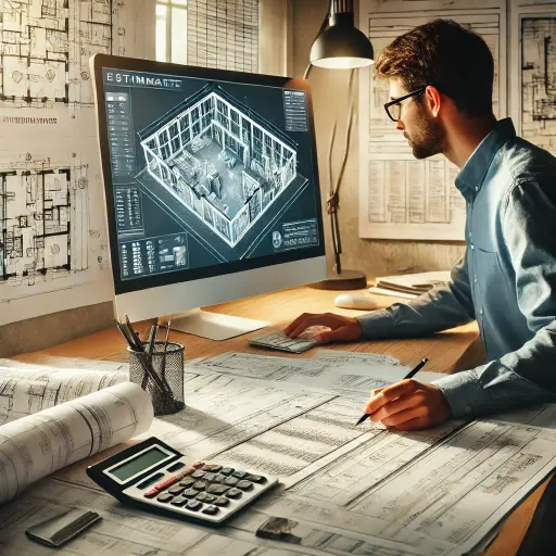 Estimator Analyzing Project Costs in Office